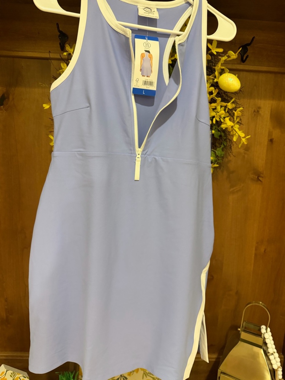 🆕 Viral Fitted Zip-Front Midi Scuba Stretch Dress with White Trim